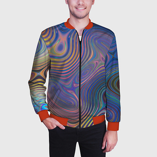 Мужской бомбер Абстрактная рябь / 3D-Красный – фото 3