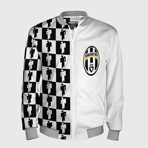 Мужской бомбер Ювентус паттерн люди / 3D-Меланж – фото 1