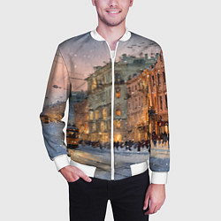 Бомбер мужской Зимний Санкт-Петербург, цвет: 3D-белый — фото 2