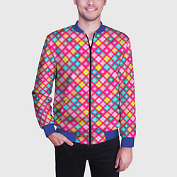 Бомбер мужской Разноцветный цветочный узор ретро, цвет: 3D-синий — фото 2
