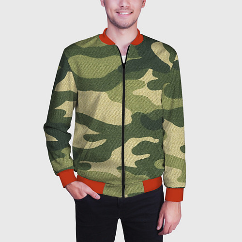 Мужской бомбер Хаки / 3D-Красный – фото 3