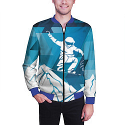 Бомбер мужской Горы и сноубордист, цвет: 3D-синий — фото 2