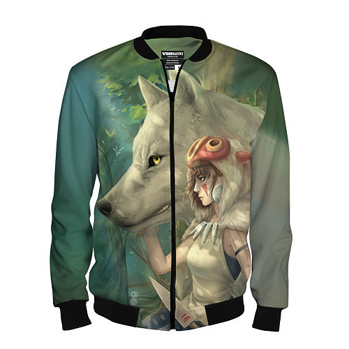 Мужской бомбер Принцесса и волк / 3D-Черный – фото 1