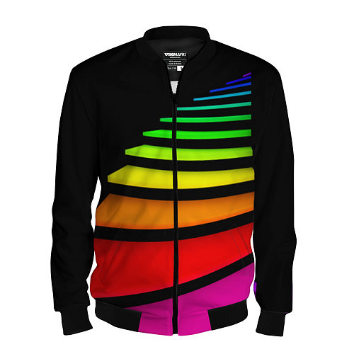 Мужской бомбер Радужная лестница / 3D-Черный – фото 1