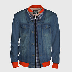 Бомбер мужской Джинсовка, цвет: 3D-красный