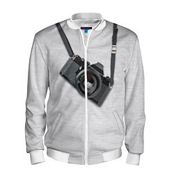 Бомбер мужской Фотоаппарат на груди, цвет: 3D-белый