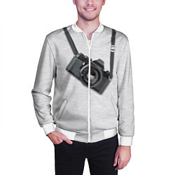 Бомбер мужской Фотоаппарат на груди, цвет: 3D-белый — фото 2