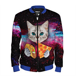 Бомбер мужской Кот с едой, цвет: 3D-синий