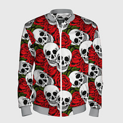 Бомбер мужской Черепа в розах, цвет: 3D-меланж