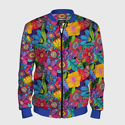 Бомбер мужской Яркие цветы, цвет: 3D-синий