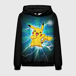 Толстовка-худи мужская Искрящийся Пикачу, цвет: 3D-черный