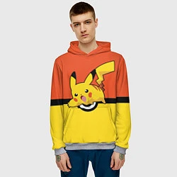 Толстовка-худи мужская Pikachu, цвет: 3D-меланж — фото 2