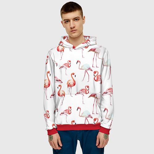 Мужская толстовка Действия фламинго / 3D-Красный – фото 3