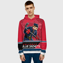 Толстовка-худи мужская Columbus Blue Jackets, цвет: 3D-белый — фото 2