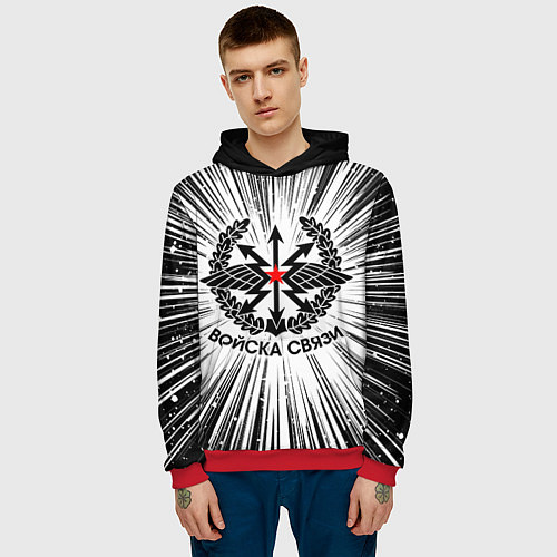 Мужская толстовка Войска связи / 3D-Красный – фото 3
