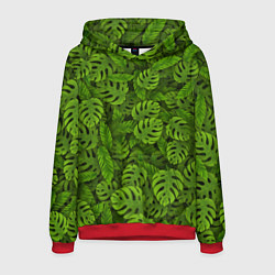 Толстовка-худи мужская Тропические листья, цвет: 3D-красный