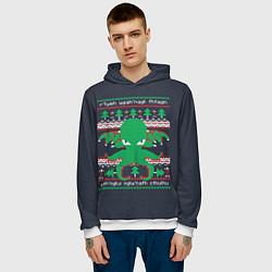 Толстовка-худи мужская Новогодний свитер Ктулху, цвет: 3D-белый — фото 2