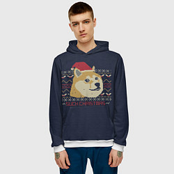 Толстовка-худи мужская Doge Such Christmas, цвет: 3D-белый — фото 2