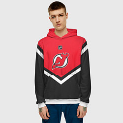 Толстовка-худи мужская NHL: New Jersey Devils, цвет: 3D-белый — фото 2