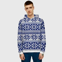 Толстовка-худи мужская Синий свитер, цвет: 3D-белый — фото 2