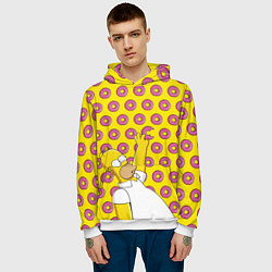 Толстовка-худи мужская Пончики Гомера Симпсона, цвет: 3D-белый — фото 2