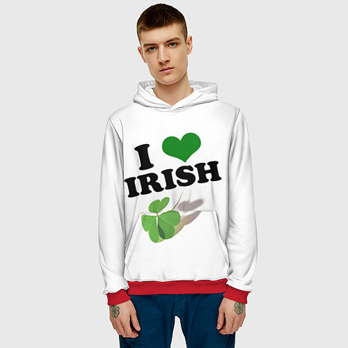 Мужская толстовка Ireland, I love Irish / 3D-Красный – фото 3