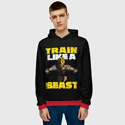 Толстовка-худи мужская Train Like a Beast, цвет: 3D-красный — фото 2