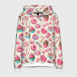 Толстовка-худи мужская Радости для сладости, цвет: 3D-белый