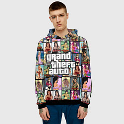 Толстовка-худи мужская GTA - все девушки персонажи, цвет: 3D-черный — фото 2
