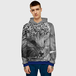 Толстовка-худи мужская Взгляд ёжика, цвет: 3D-синий — фото 2