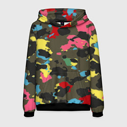 Толстовка-худи мужская Цветной камуфляж, цвет: 3D-черный
