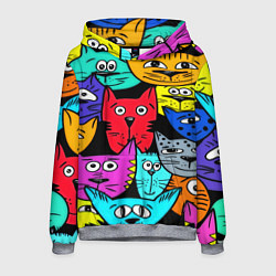 Толстовка-худи мужская Кошачьи мордочки, цвет: 3D-меланж