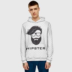 Толстовка-худи мужская Hipster, цвет: 3D-белый — фото 2