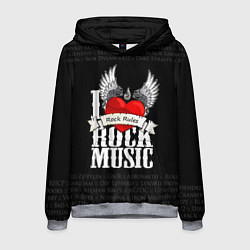 Толстовка-худи мужская I Love Rock Music, цвет: 3D-меланж