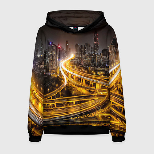 Мужская толстовка Шанхай - авторазвязка / 3D-Черный – фото 1