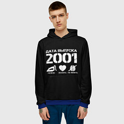 Толстовка-худи мужская Дата выпуска 2001, цвет: 3D-синий — фото 2
