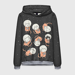Толстовка-худи мужская Космические котики, цвет: 3D-меланж
