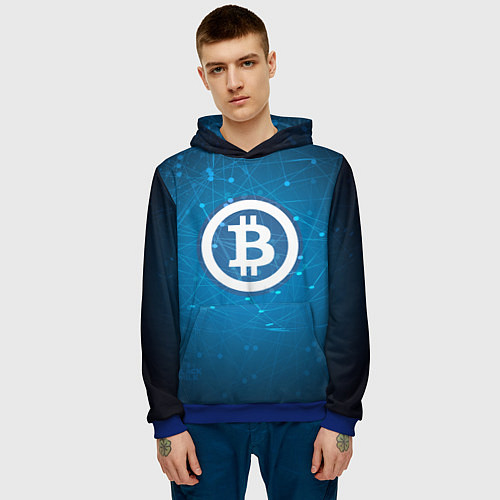 Мужская толстовка Bitcoin Blue / 3D-Синий – фото 3