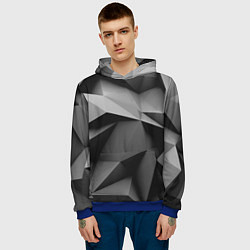 Толстовка-худи мужская Gray abstraction, цвет: 3D-синий — фото 2