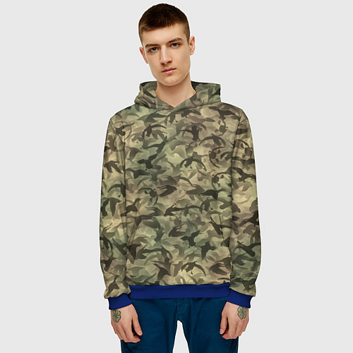 Мужская толстовка Камуфляж с утками / 3D-Синий – фото 3