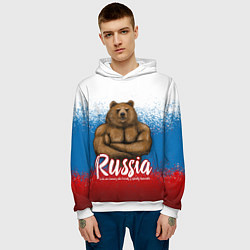 Толстовка-худи мужская Russian Bear, цвет: 3D-белый — фото 2