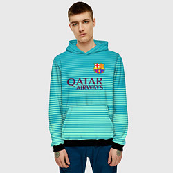 Толстовка-худи мужская Barcelona FC: Aqua, цвет: 3D-черный — фото 2