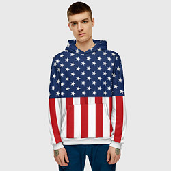 Толстовка-худи мужская Флаг США, цвет: 3D-белый — фото 2