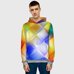 Толстовка-худи мужская Colorful squares, цвет: 3D-меланж — фото 2
