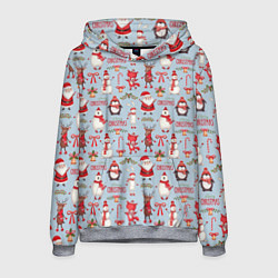 Толстовка-худи мужская Рождественская Милота, цвет: 3D-меланж