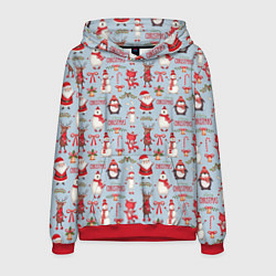 Толстовка-худи мужская Рождественская Милота, цвет: 3D-красный
