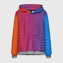 Толстовка-худи мужская Цветные волны, цвет: 3D-меланж
