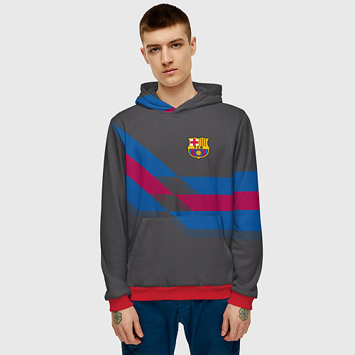 Мужская толстовка Barcelona FC: Dark style / 3D-Красный – фото 3