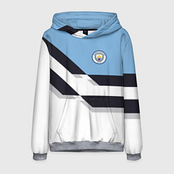 Толстовка-худи мужская Manchester City FC: White style цвета 3D-меланж — фото 1