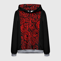 Толстовка-худи мужская Унисекс / Красные розы, цвет: 3D-меланж